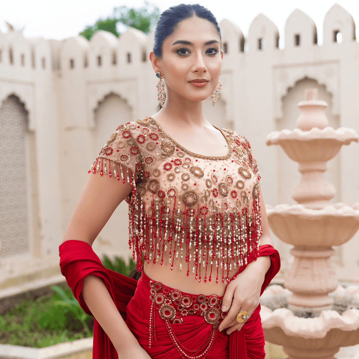 VIYAJA-Tasselled Pre-Draped Saree — view 4