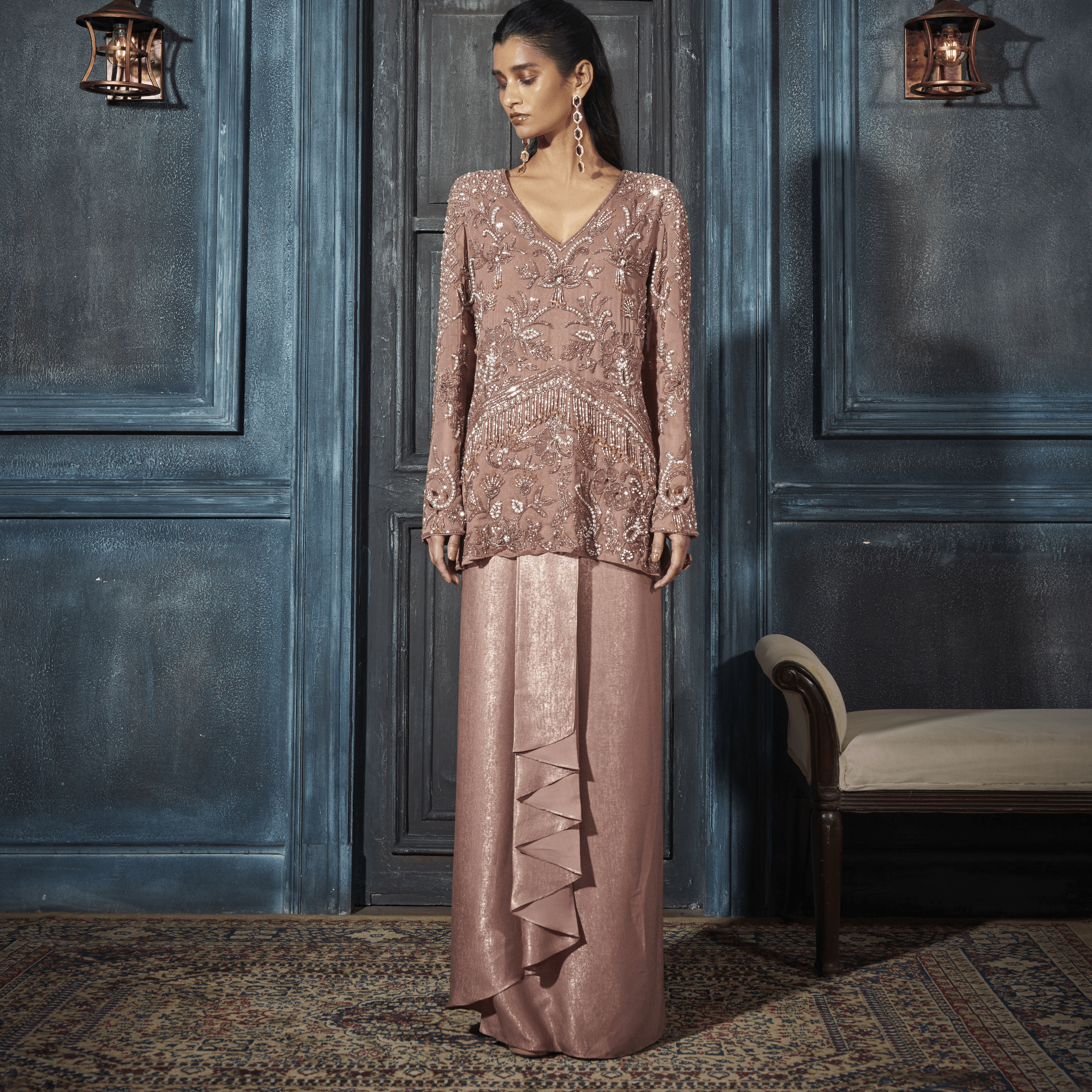Waterfall Skirt, Embroidered Tunic — view 2