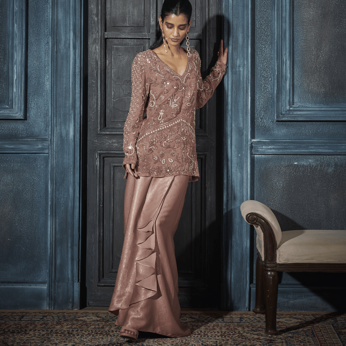 Waterfall Skirt, Embroidered Tunic — view 1