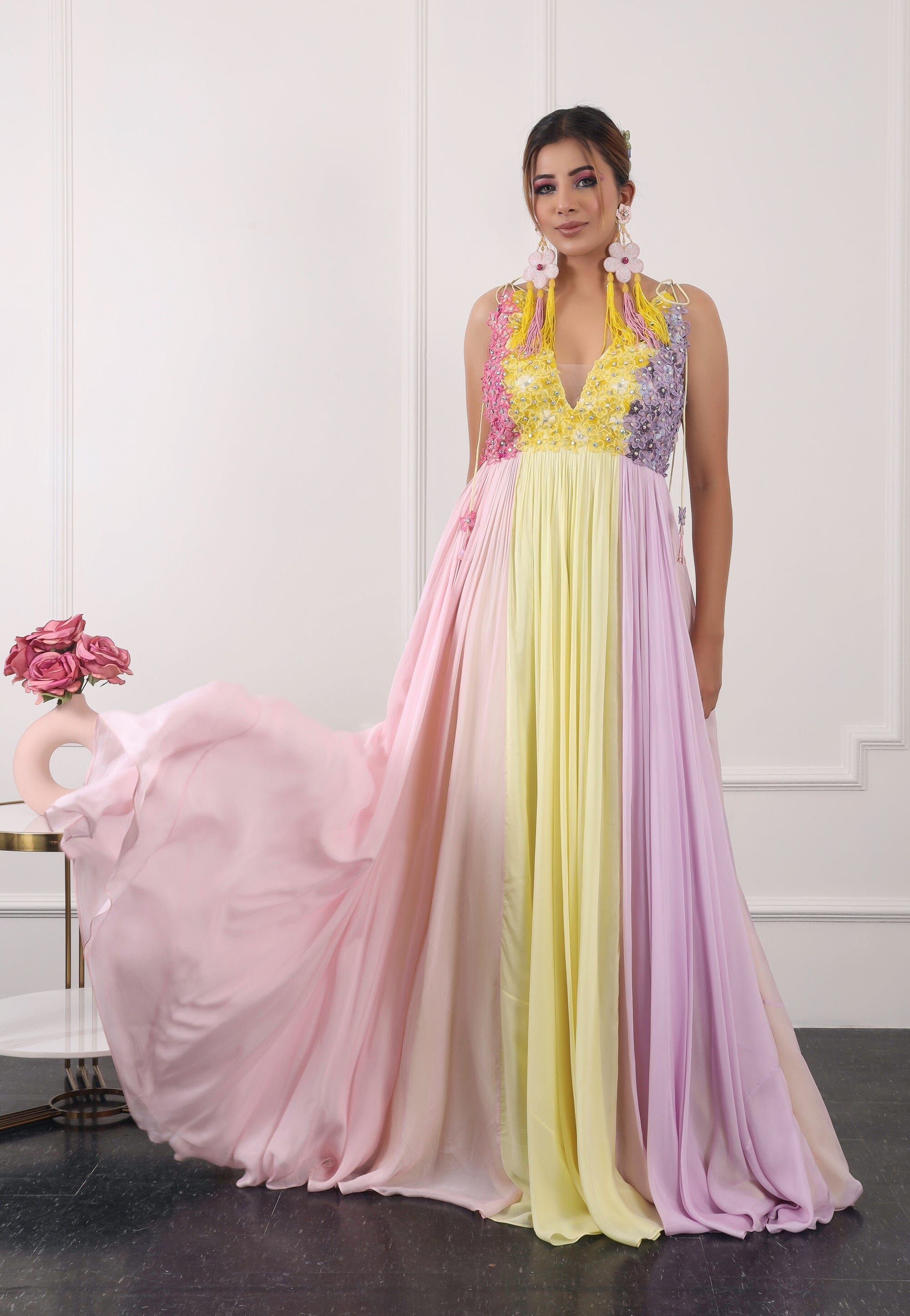 Pastel color outlet evening gown